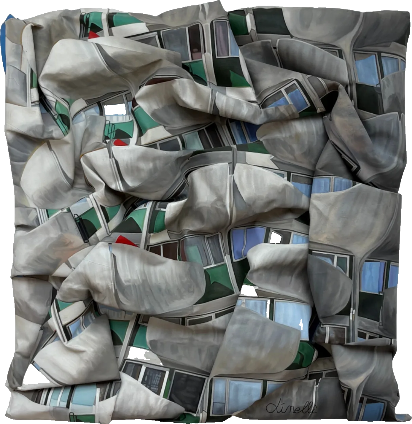 Choux de Créteil 4, huile sur toile froissée de Dinelli