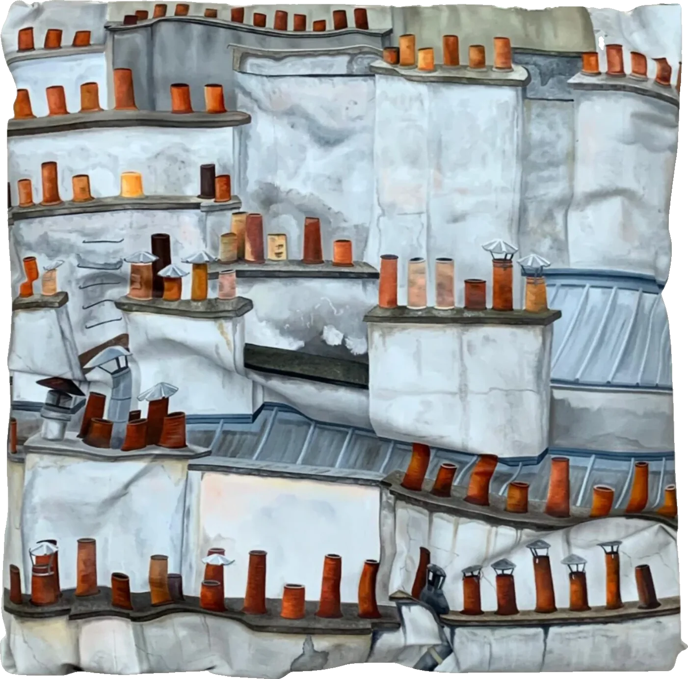 Paris Rooftops – Batignolles, oil on crumpled canvas by Dinelli
