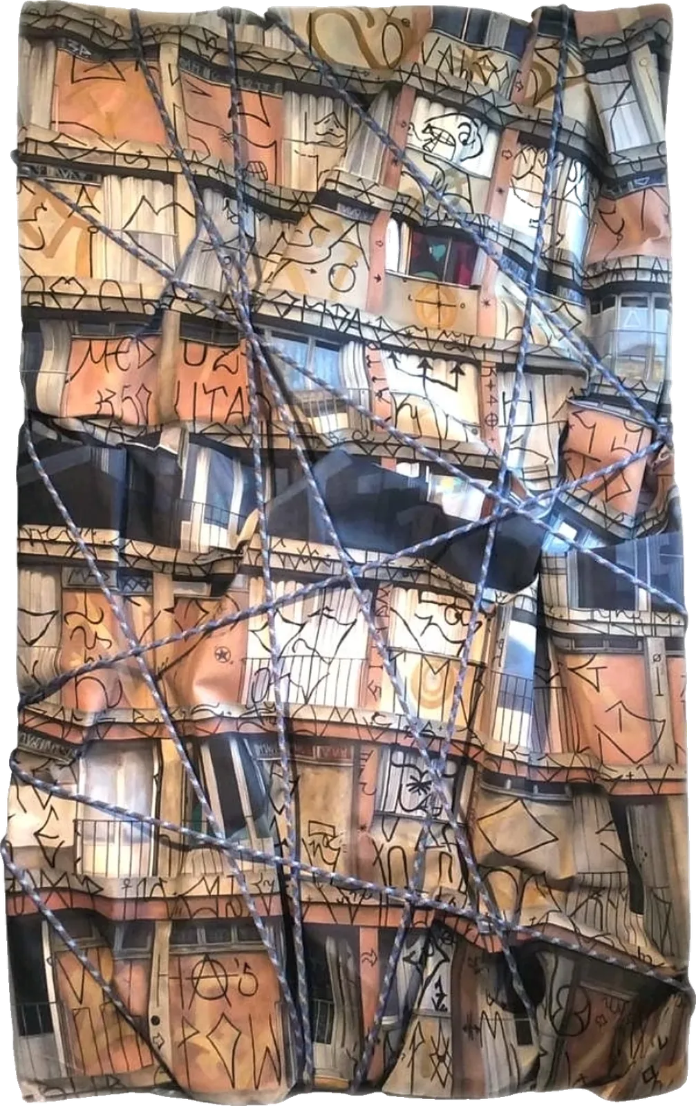 Tour 13 Ouest, huile sur toile froissée de Dinelli