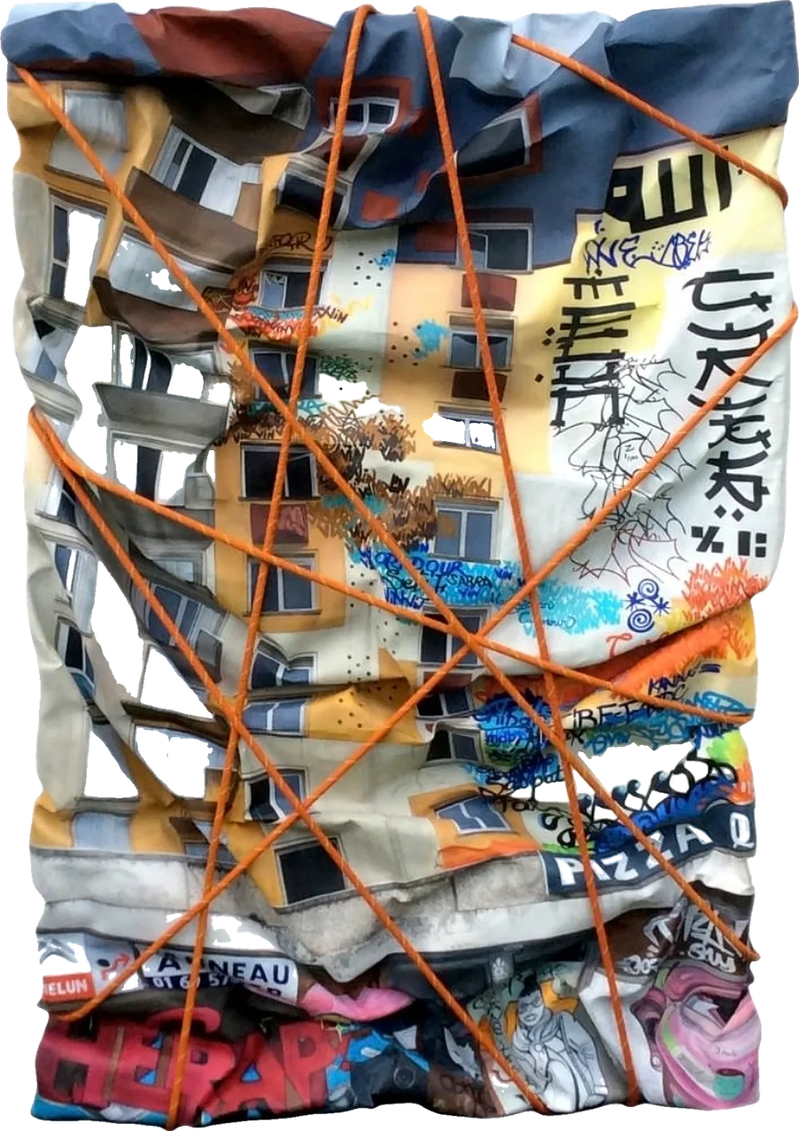Tour Melun, oil on crumpled canvas by Dinelli
